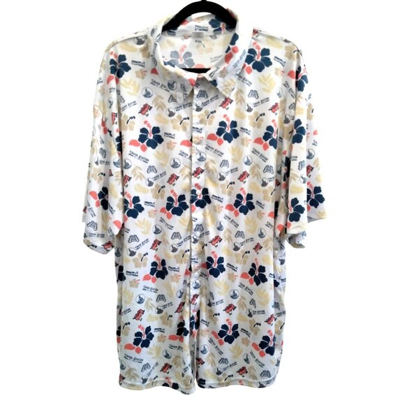 Union Station St. Louis XXL Shirt Hawaiian Button-Up Retro Floral Train Print - Picture 2 of 9